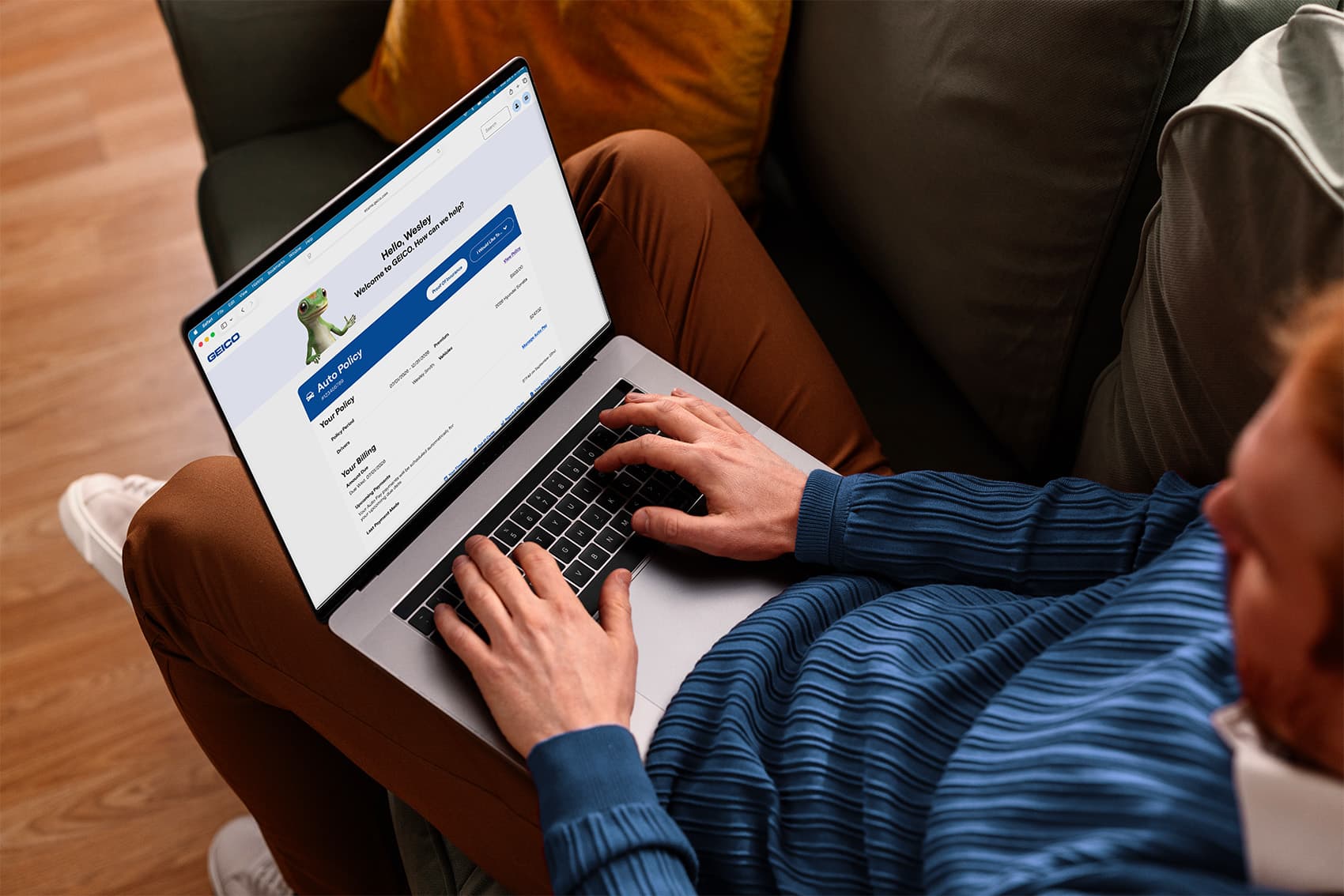 Man typing on computer