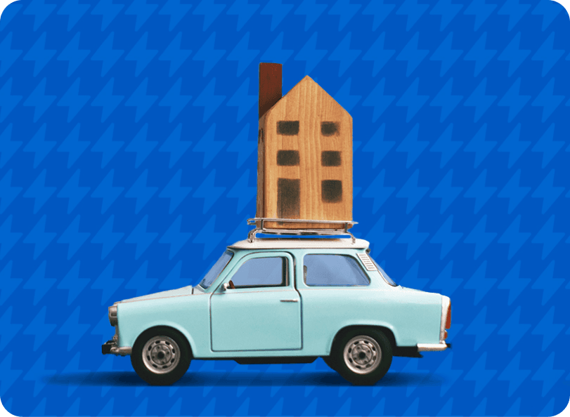 Wooden House on Car
