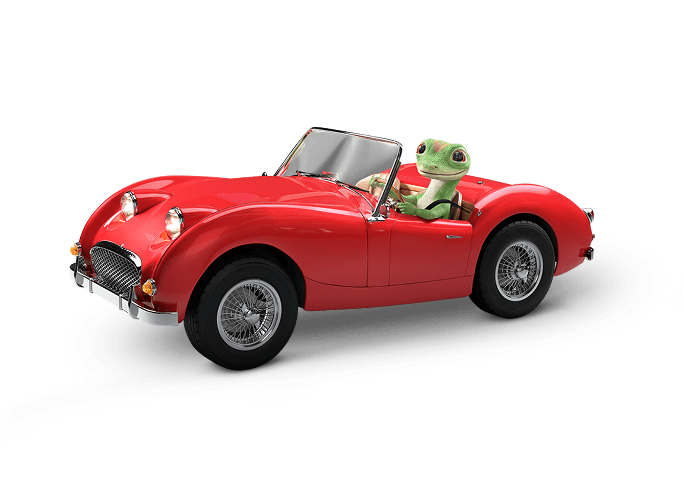Gecko in Red Sports Car