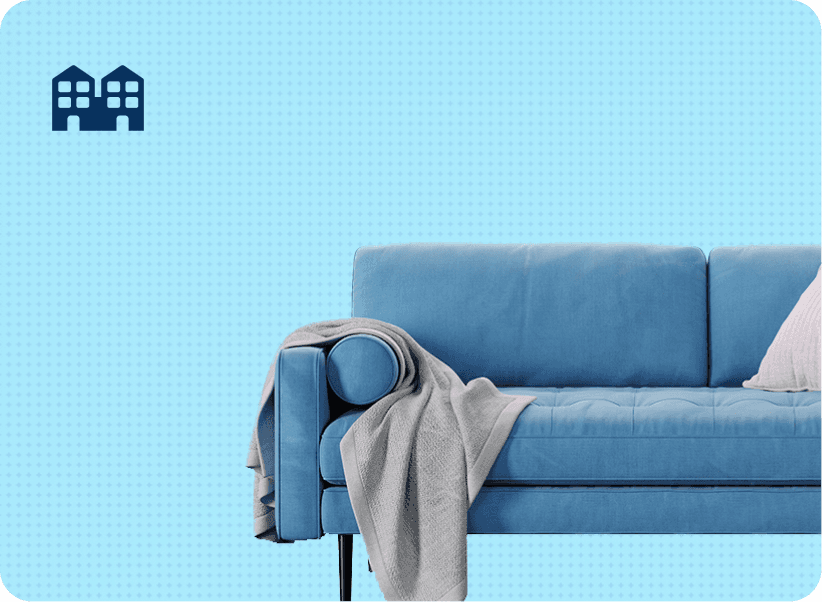 Blue Couch on Blue Background