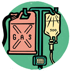 the gas can be connected like line IV