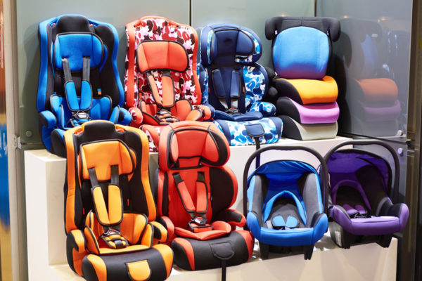 Baby car seats in the store