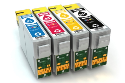 Cartridges for color inkjet printer. CMYK.