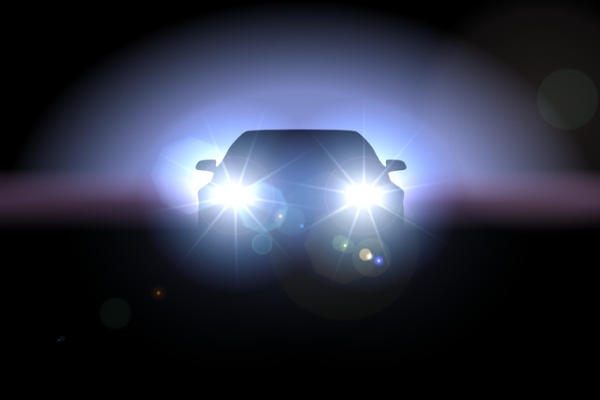 car headlights in dark