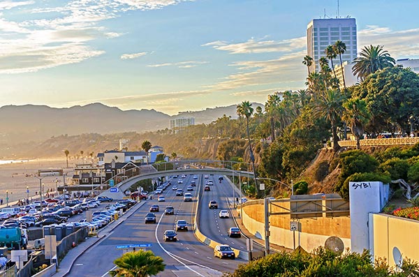 Cars on a California highway