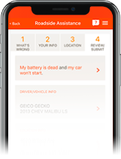 Roadside Assistance in the GEICO Mobile app