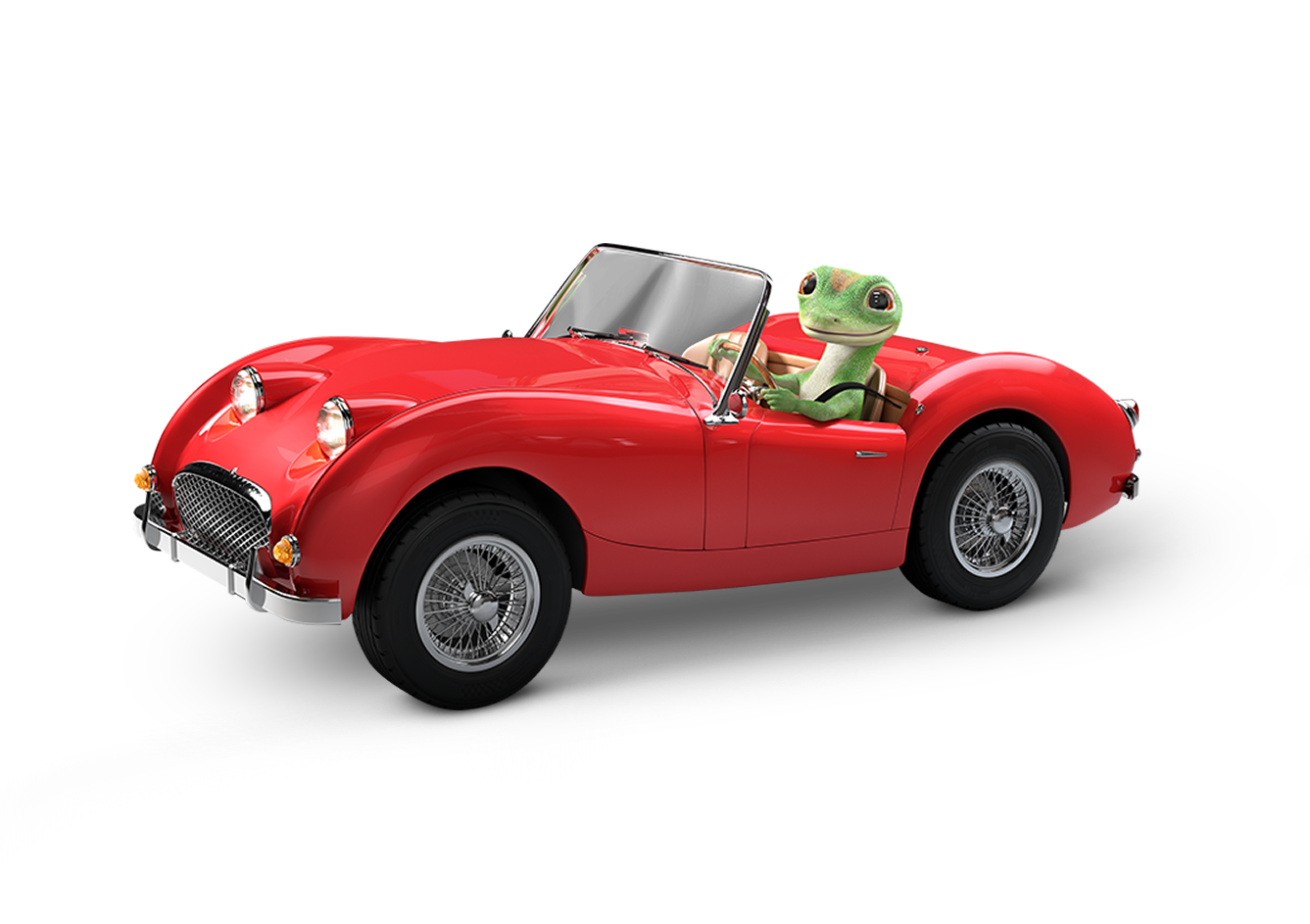 Gecko in Red Sports Car