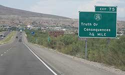 Truth or Consequences road sign