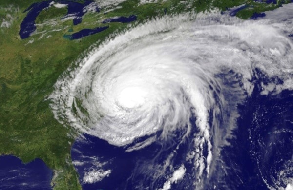Satellite view of Hurricane Irene after it made landfall in Cape Lookout, North Carolina. Irene's outer bands are extended into New England.