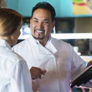 chef talking to waiter