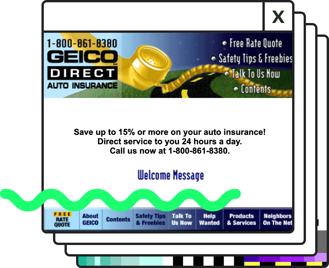 Screenshot of GEICO.com in 1995