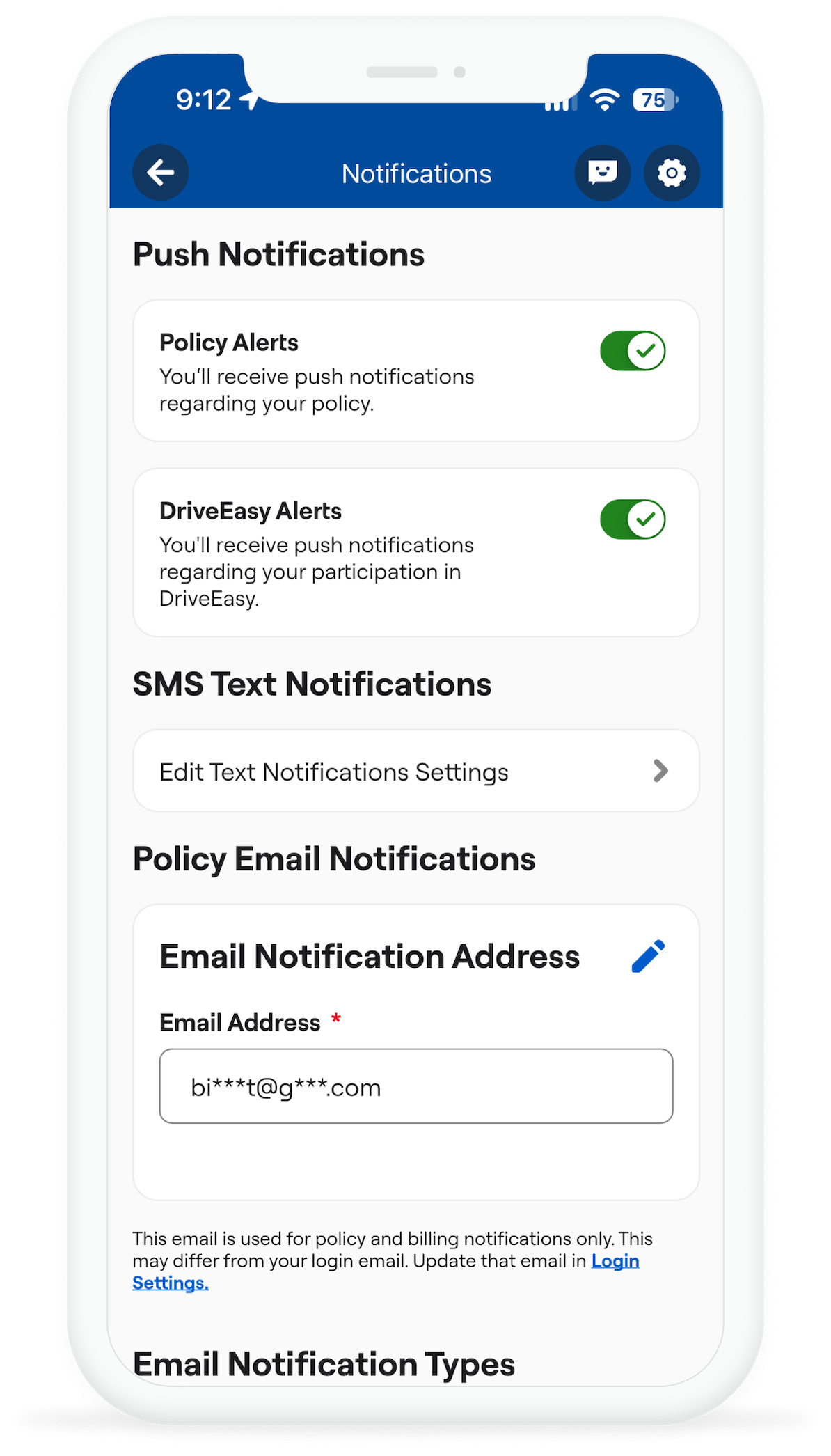 DriveEasy Alerts enabled