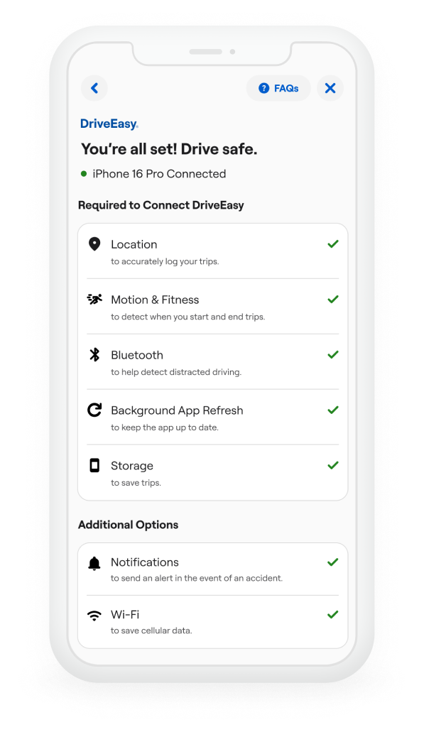 Green confirmation check after updating a setting